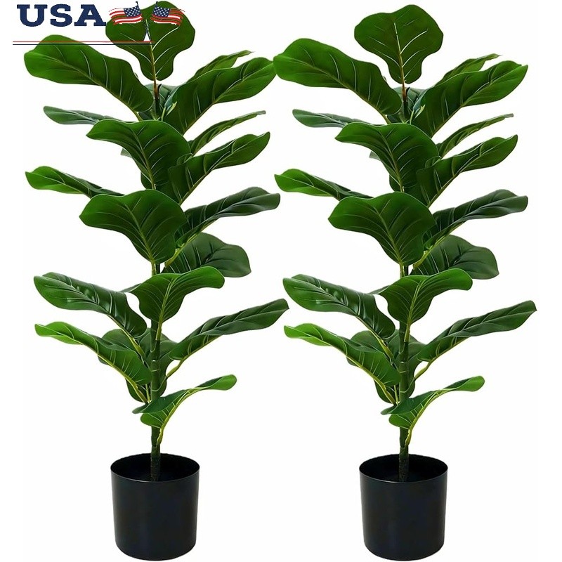 30 Inch Artificial Fiddle Leaf Fig Trees 2-Pack Faux Indoor Plants Home Decor US