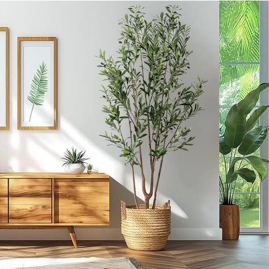 7FT Artificial Olive Tree Tall Faux Silk Plant Tall Faux Olive Tree