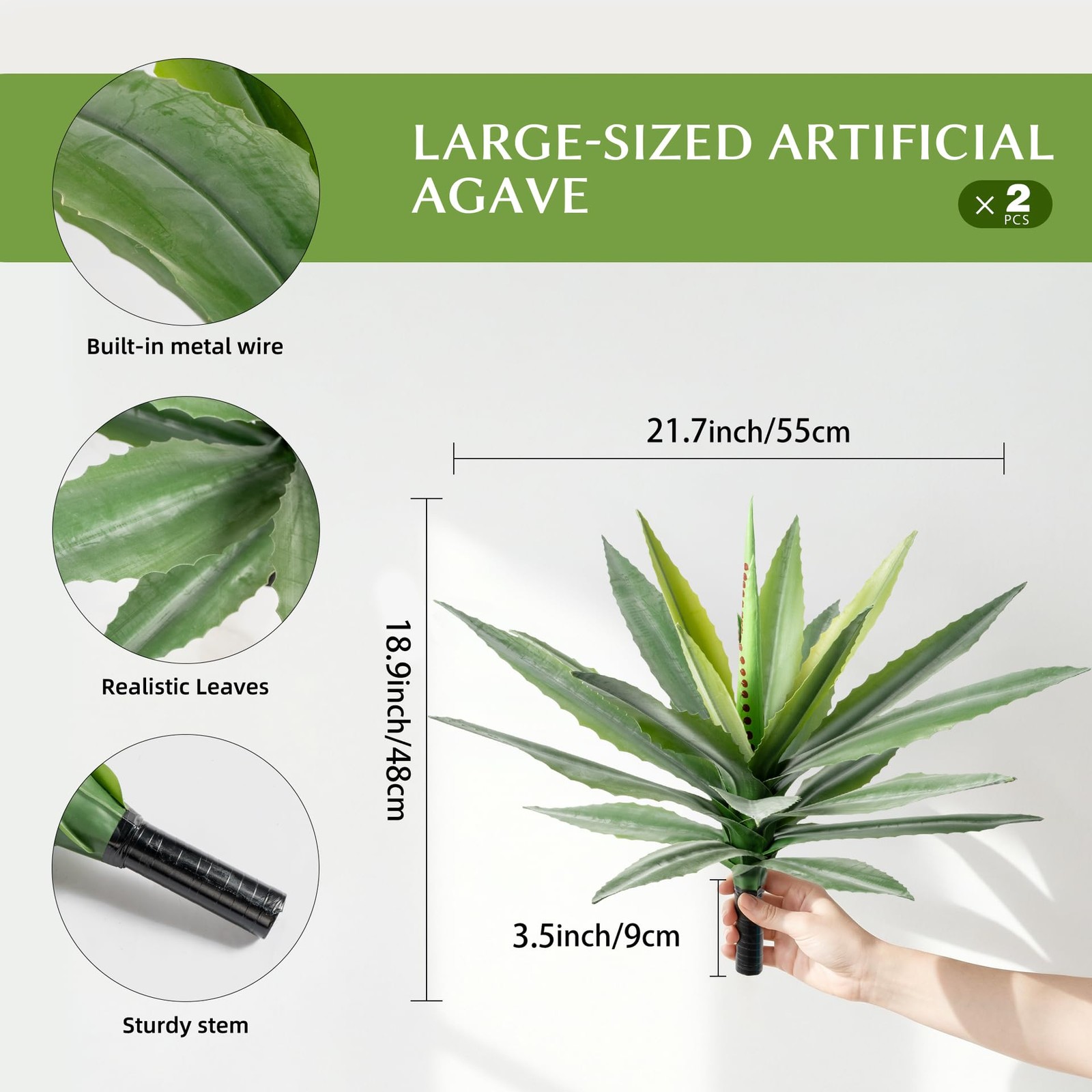 Best Artificial Agave Plant Outdoor, 22Inch Fake Plants UV Resistant for Indoor