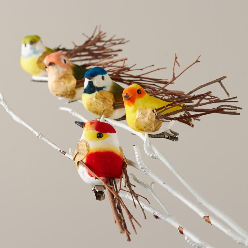 Bulk Package of 12 Natural Twig 3-3/4″ Mushroom Birds with Alligator Clips