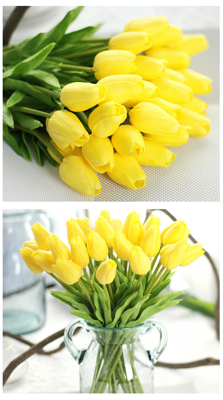 High Quality Artificial Flowers Real Touch Tulip Home Wedding Blossom Mini Tulip
