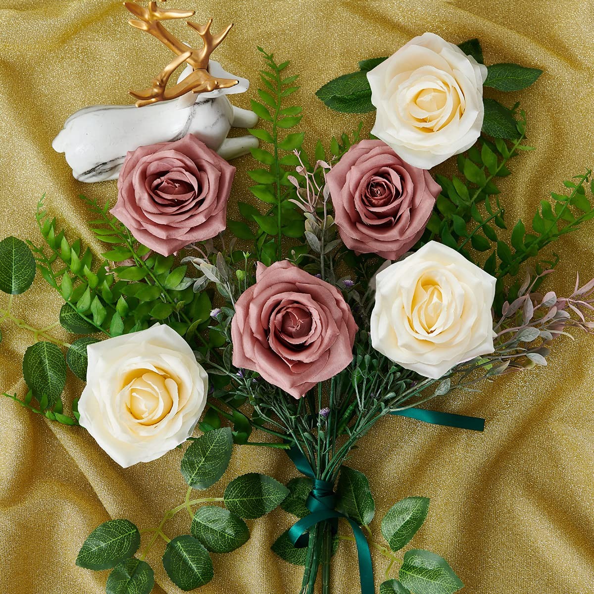 NEVISI Roses Artificial Flowers Artificial Roses Fake Rose Silk Rose Fake Flo…