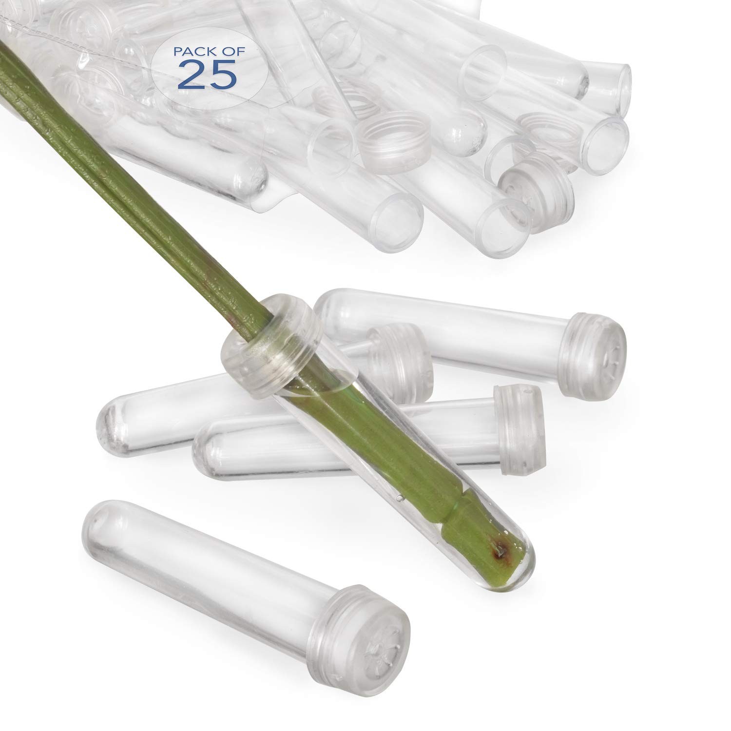 Royal Imports Floral Water Tubes with Caps – 3 Clear Plastic Flower Vials for…