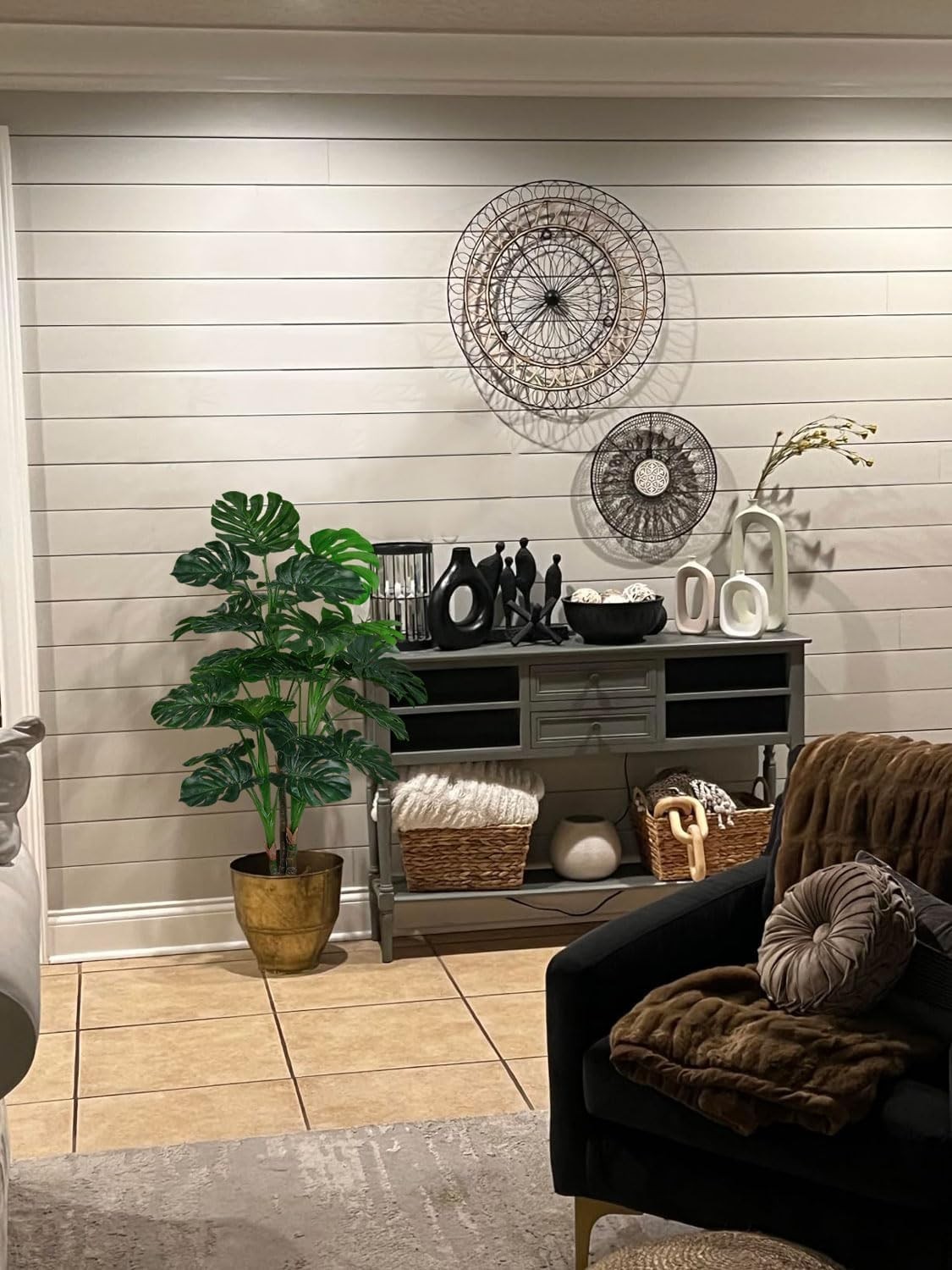 Realistic 4.5ft Monstera Deliciosa Plant with Pot Perfect for Housewarming Gifts