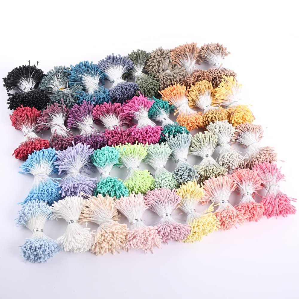 1000 Pcs Artificial Pearl Flower Stamen,Mini Double Heads Mix Color Flower Pi…