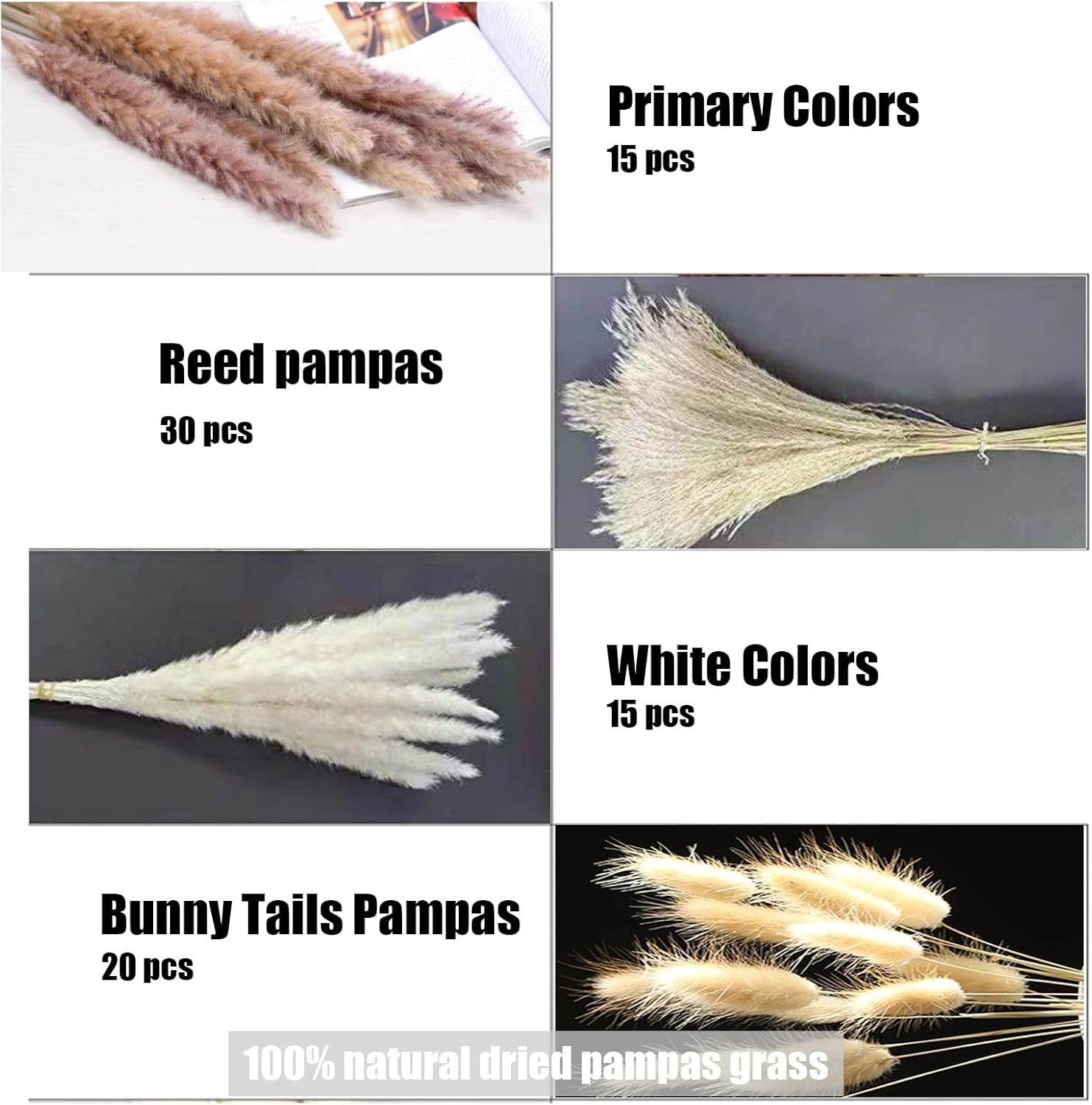 Elegant 110 Pcs Dried Pampas Grass Decor – 17.5 Inch Boho Floral Arrangements