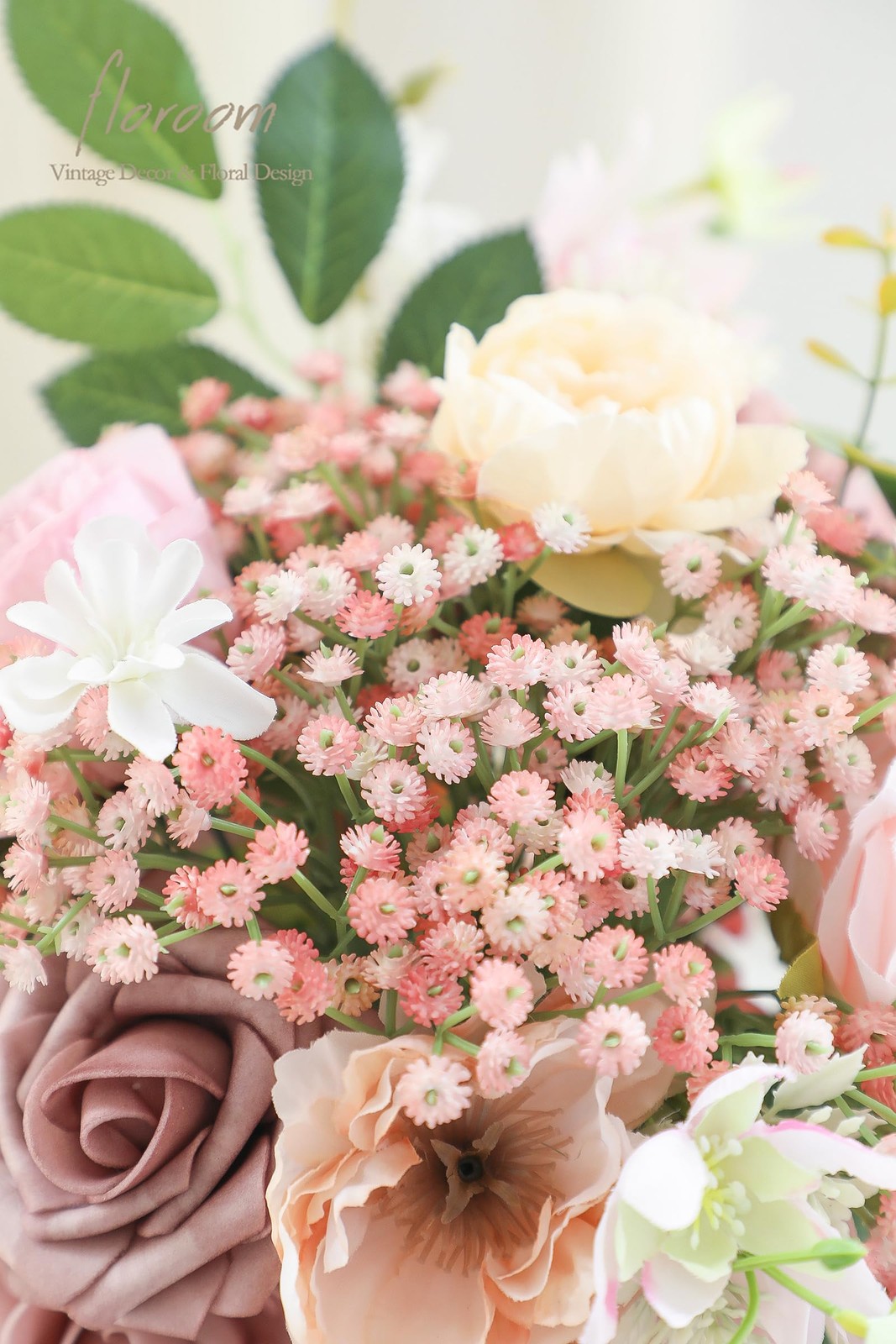 Dusty Rose Blush Pink Real Touch Artificial Babys Breath Fake Flowers 18 PCS