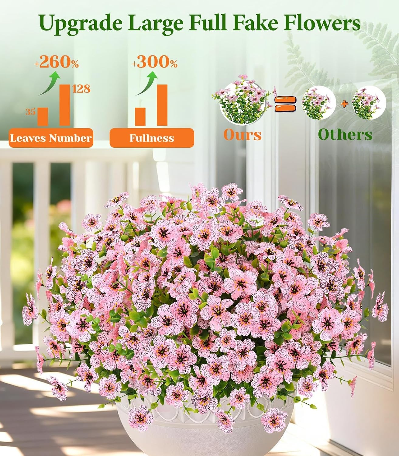 Artificial Flowers for Outdoors, 9 Bundles Artificial Plants & Flowers Outdoor,