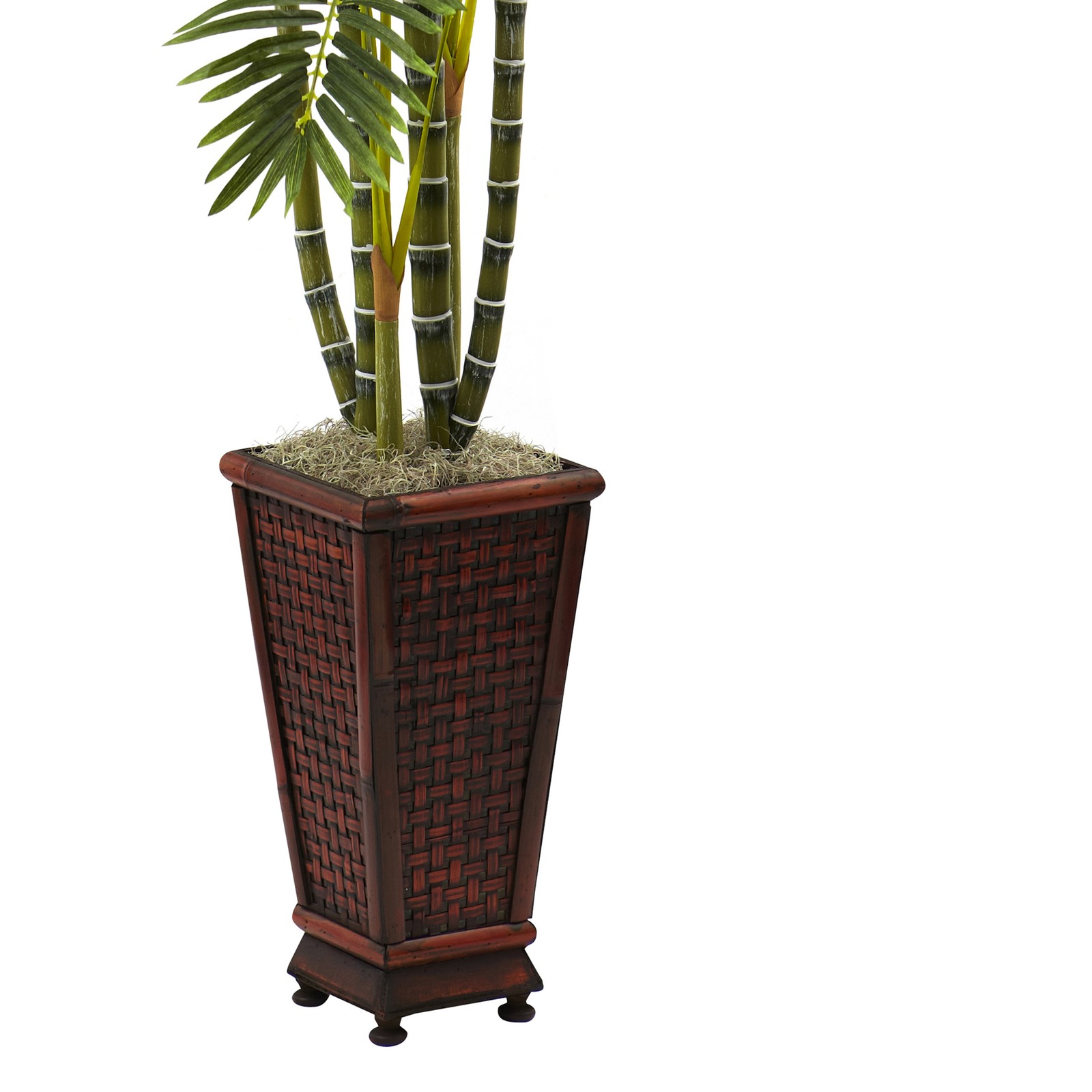 Nearly Natural 6.5ft Areca with Decorative Planter in Green