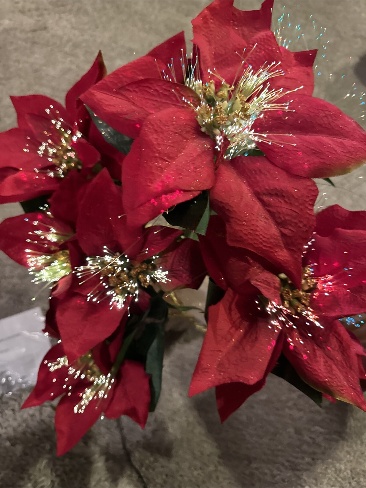 16” Fiber Optic Color Changing Poinsettia Flower Arrangement by Holiday Time