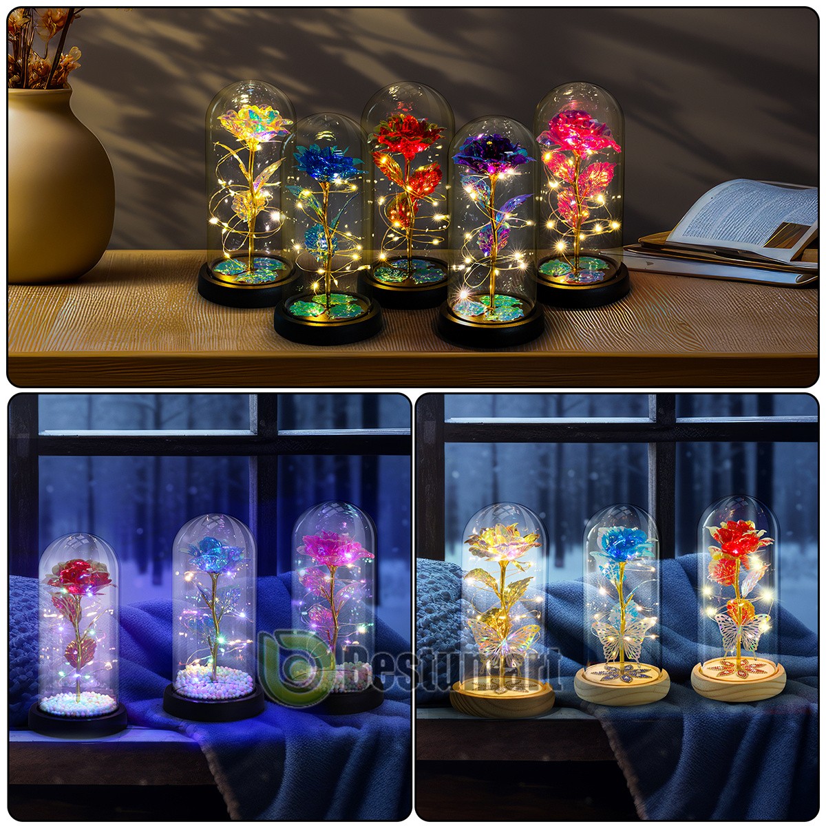 Eternal Rose LED Light in Glass Flower Gift for Her Valentine’s Christmas Gift
