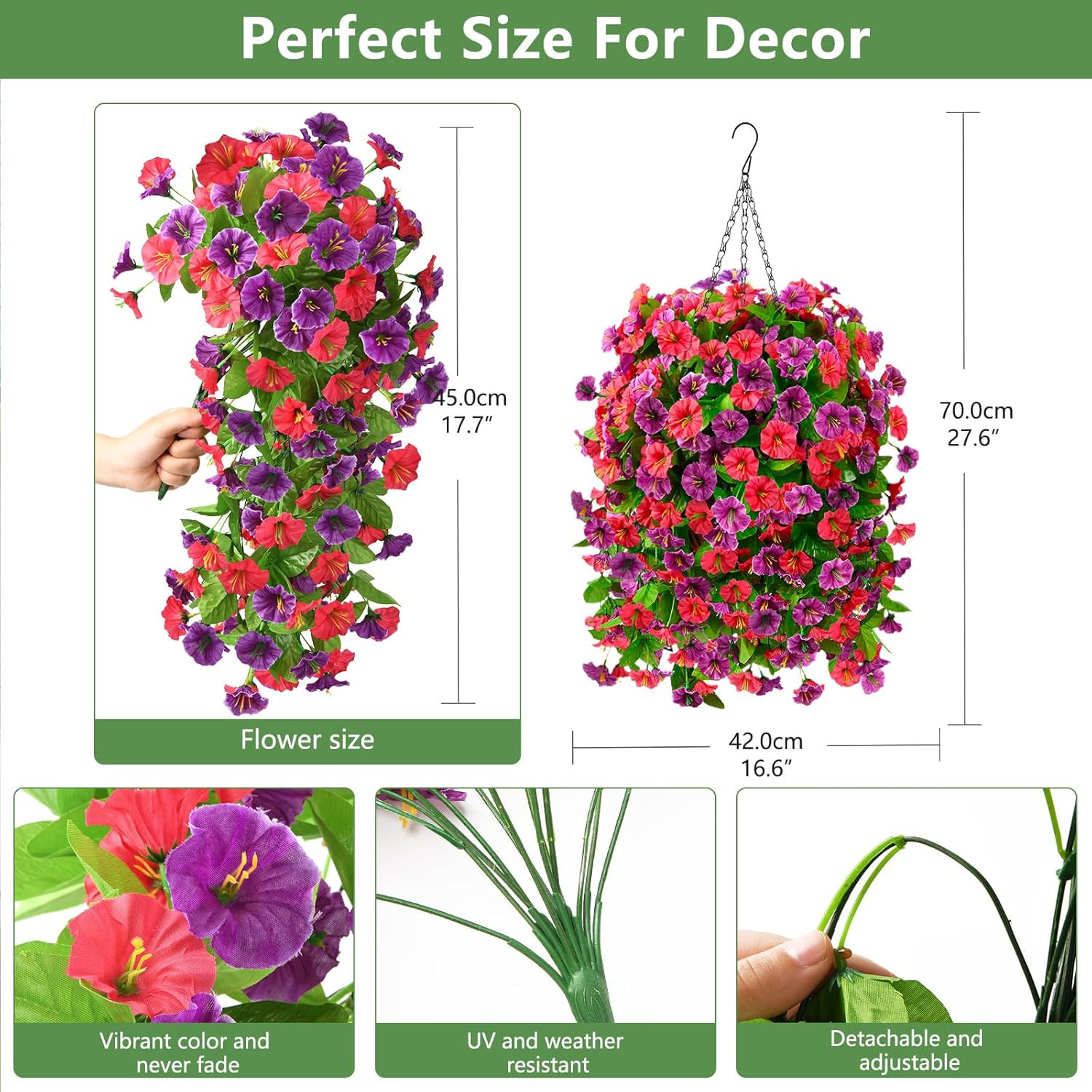 INQCMY Artificial Flowers for Outdoor Spring Summer Decoration Faux Silk Morning