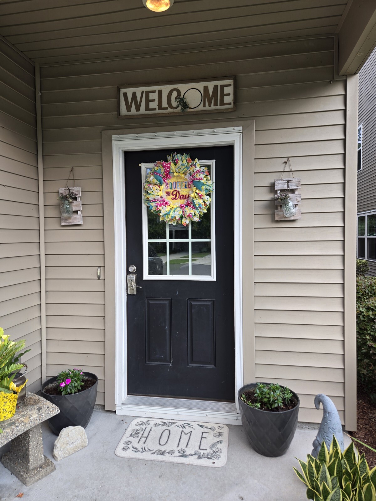 WREATH SQUEEZE THE DAY Spring SUMMER Fall Front Door Wall Decor BIG bright every