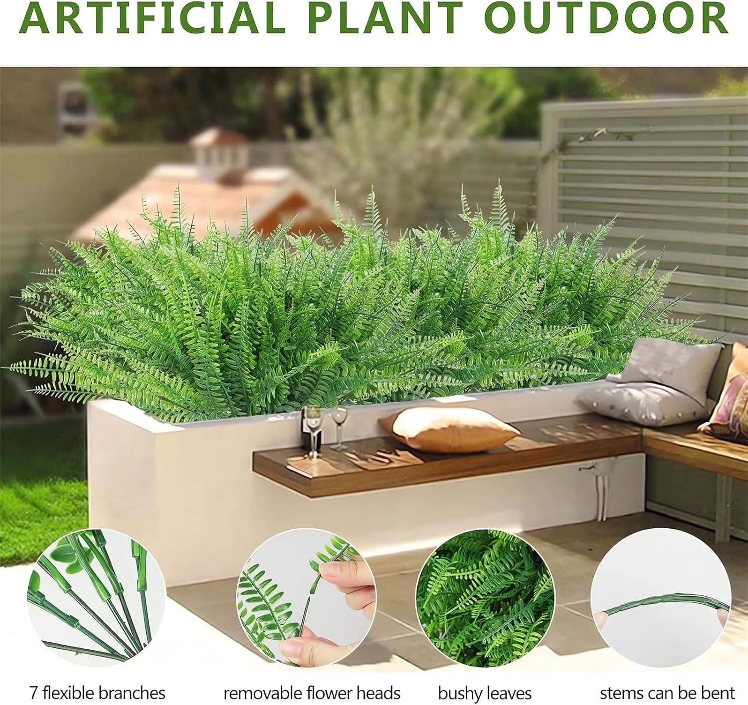 UV Resistant Lifelike Artificial Boston Fern – 2024 New Faux Boston Ferns Out…