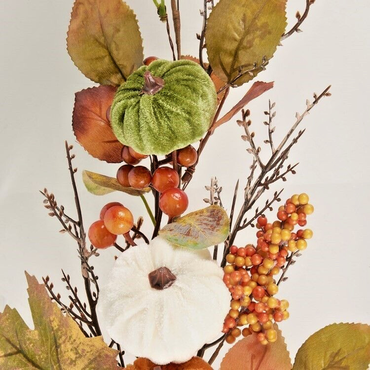 Fall Pumpkin Berries Artificial Stem Branch Greenery Faux Flower Plant-25″ Gold