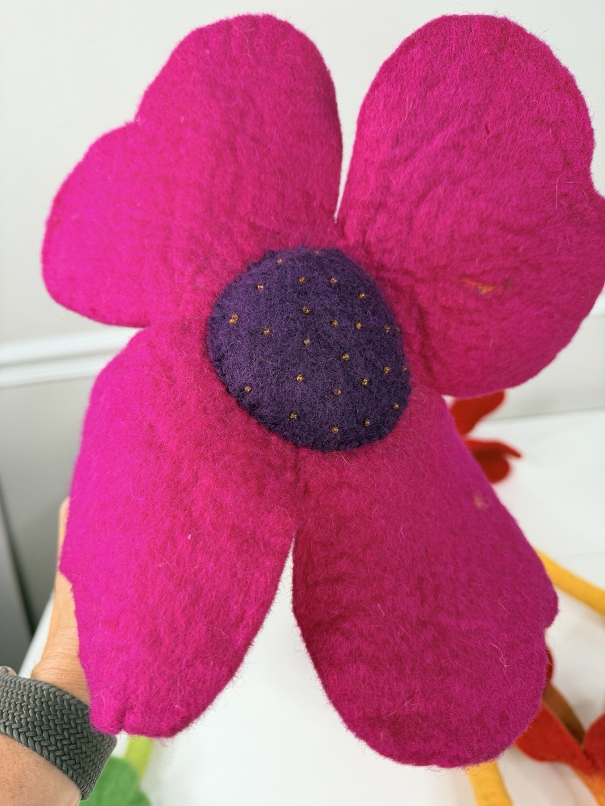 handmade 9 Whimsical Wool Felt Flowers Bouquet Great Gift Idea large colorful