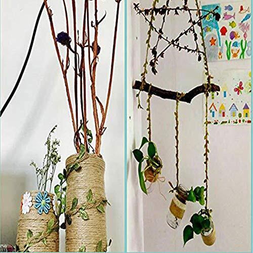 33 Feet Natural Burlap Ribbon,5MMjute Twine withArtificial Vine Fake Foliage