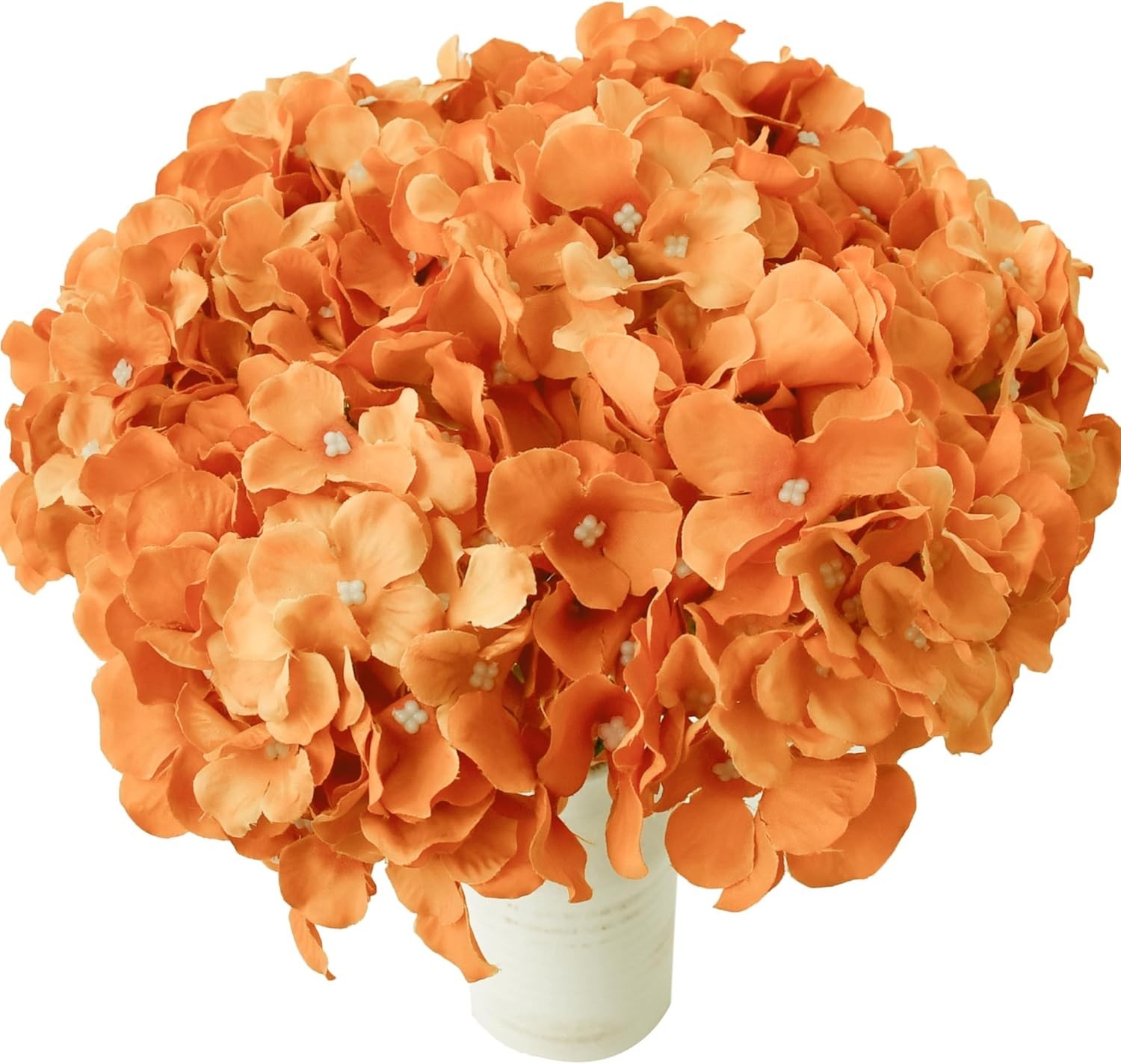10 Stems Orange Silk Hydrangea Flowers – Artificial Centerpiece for Wedding &…