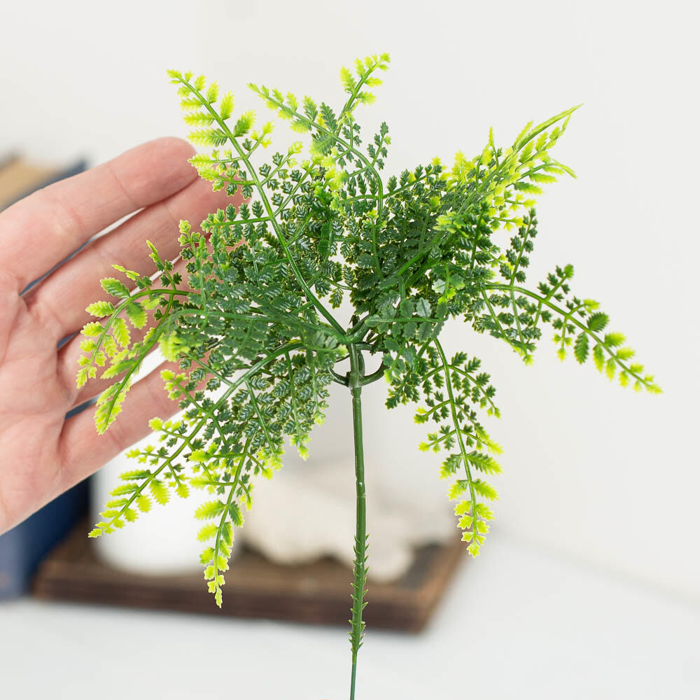 Set of 12 Artificial Vinyl Weatherproof Forest Fern 7-1/2″ Picks