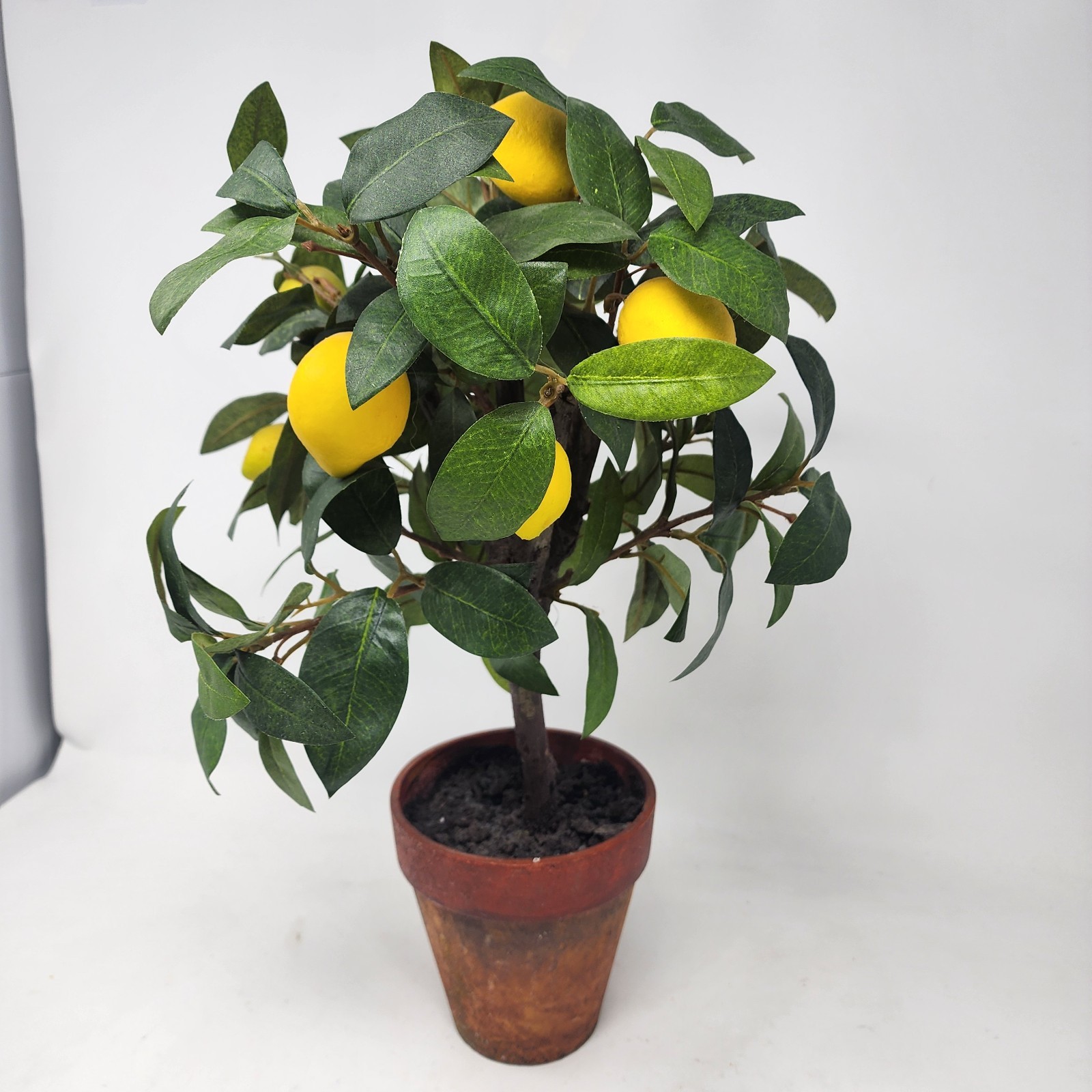 Lemon Tree 18” Silk Miniature Tabletop Decorative Topiary Clay Stylized Pot