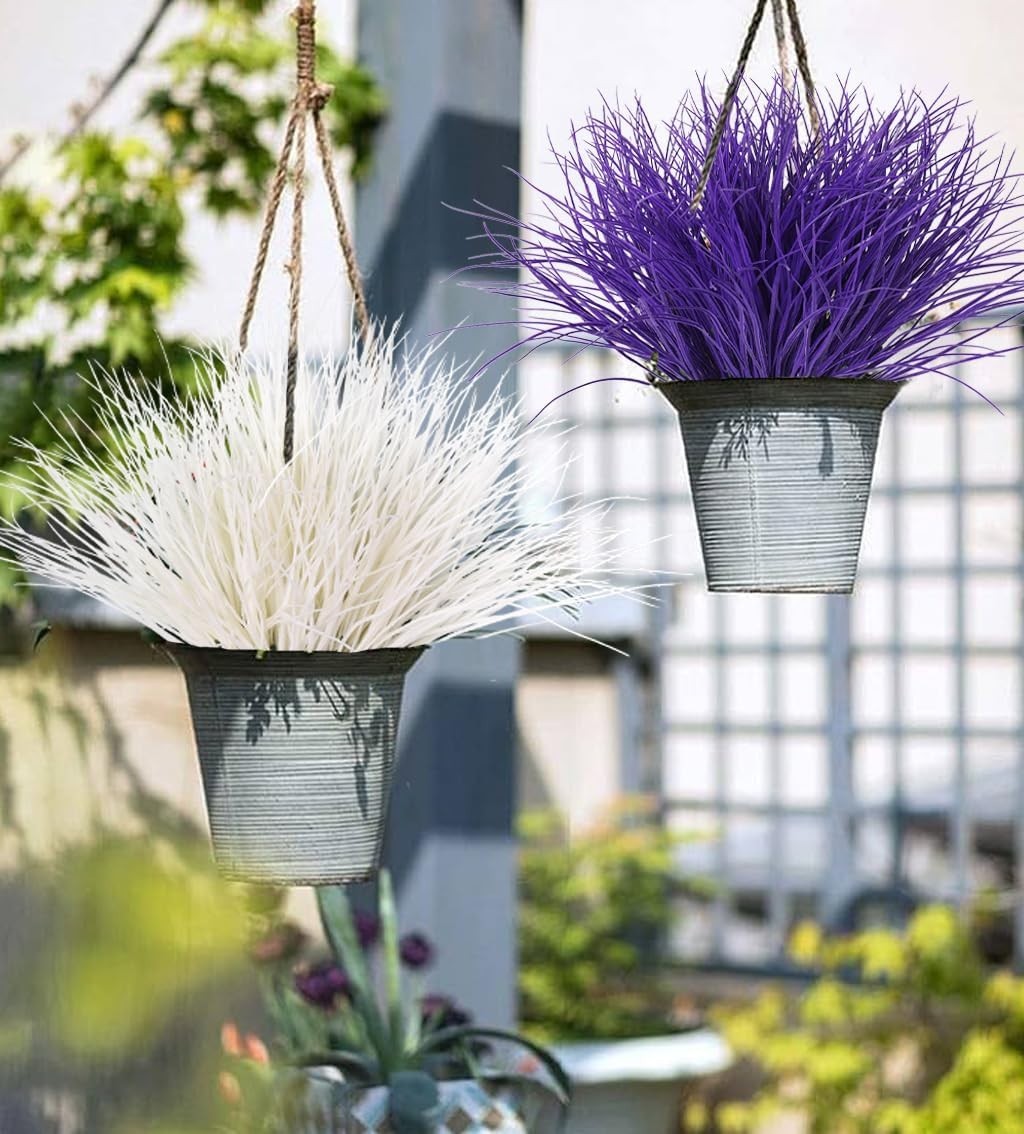 Vibrant 15.7″ Purple Faux Grass – Set of 12, Indoor & Outdoor Decorative Plants