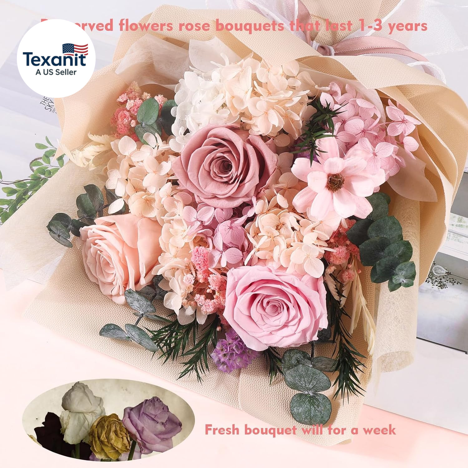 Flowers for Delivery Prime Preserved Flowers Bouquet That Last 3-5 Years Real Fo