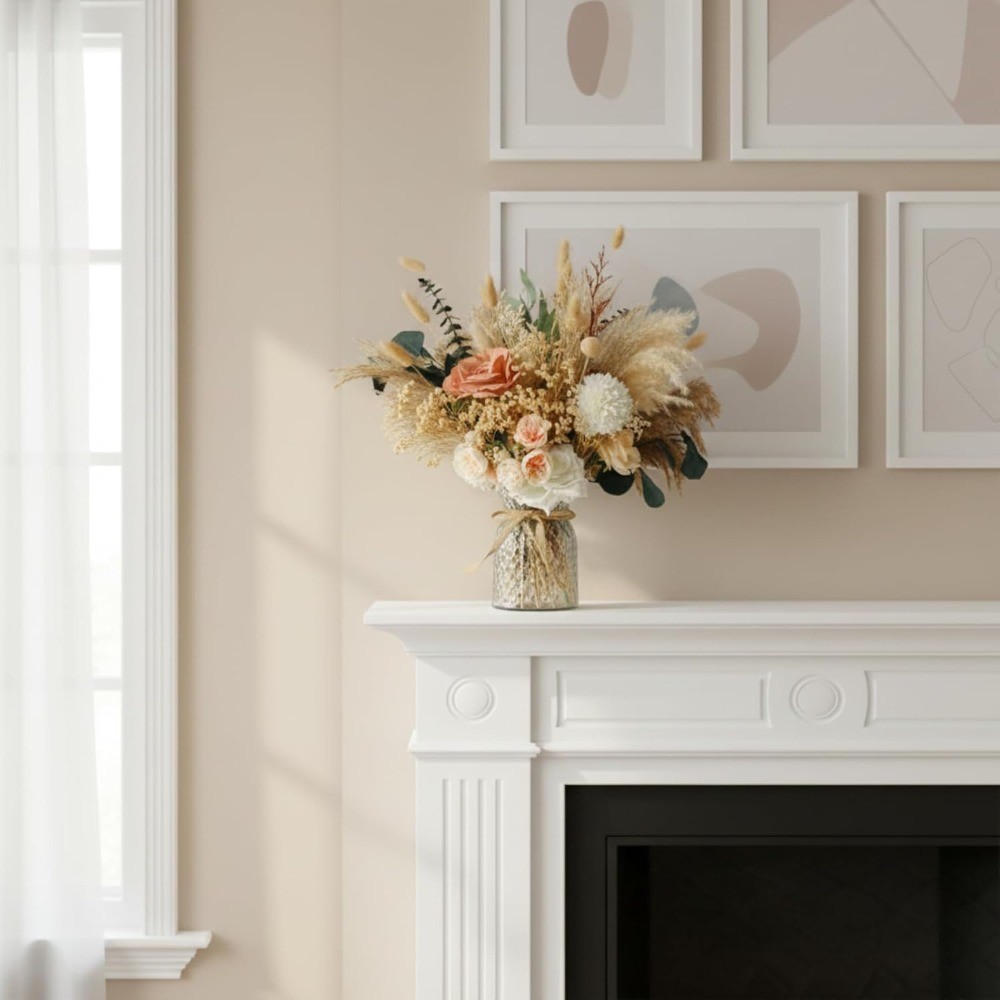 Luxury Pampas Grass Floral Arrangement with Vase Boho Centerpiece Decor