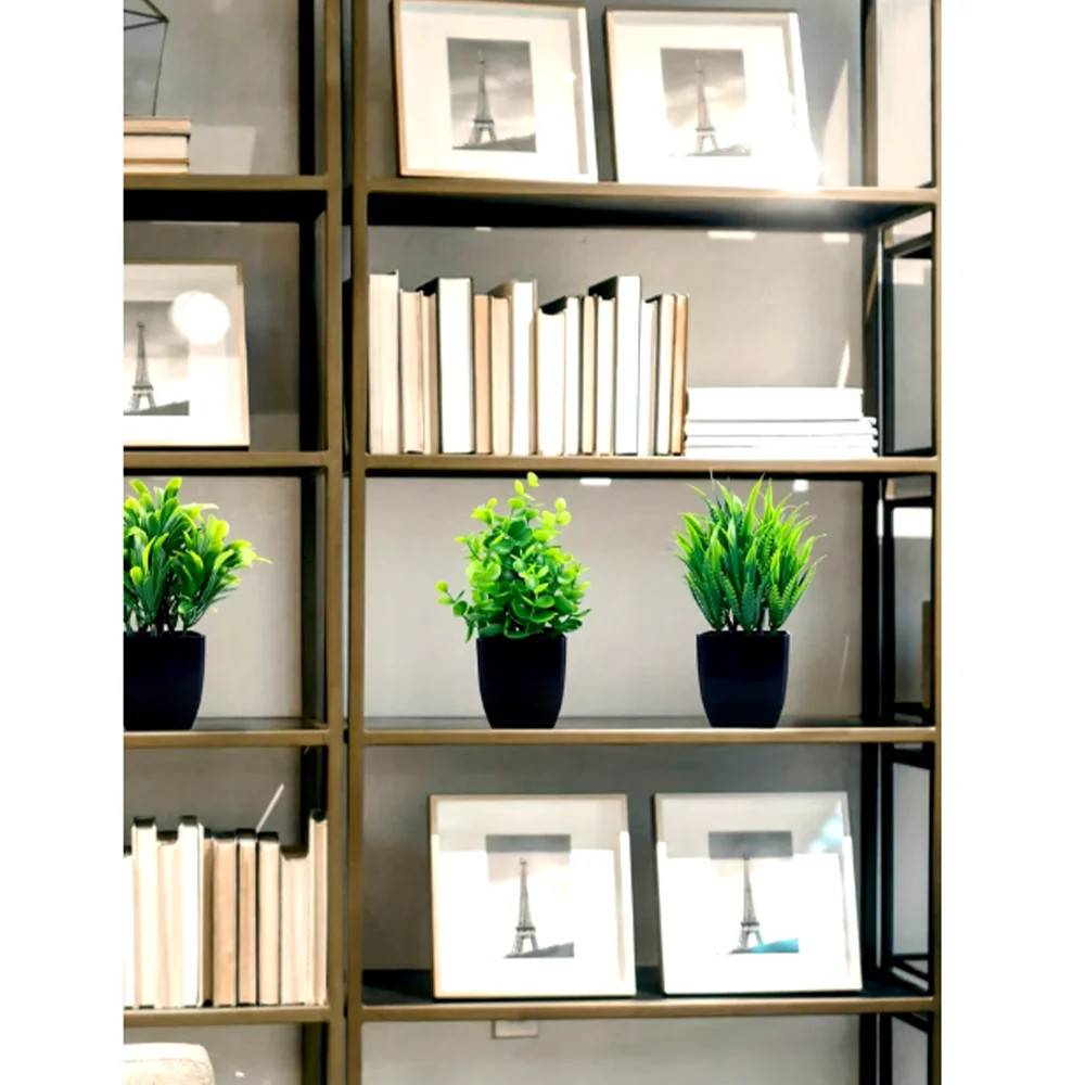 Mini Artificial Eucalyptus Potted Fake Plant in Black Pot for Home & Office Deco
