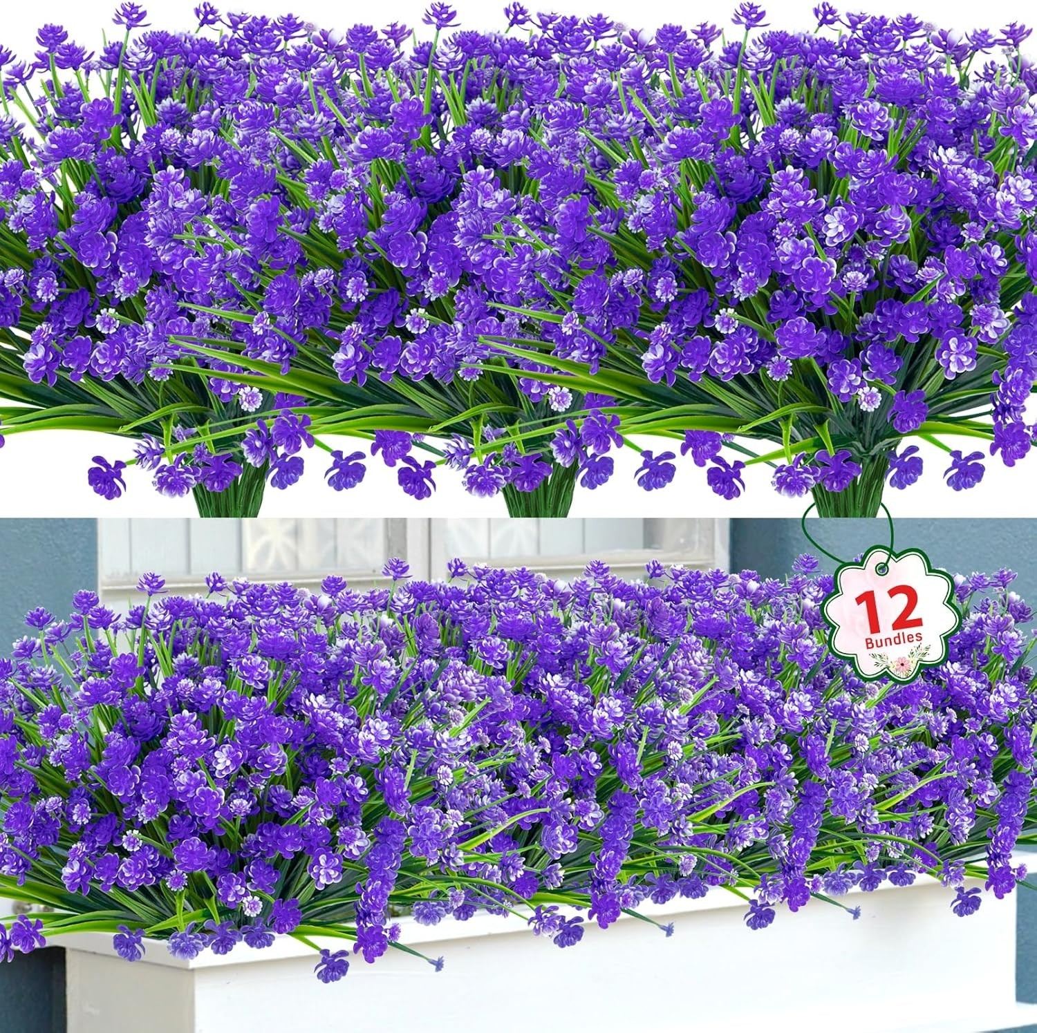 Vibrant 12 Pack of Purple Faux Flowers – Indoor & Outdoor Decoration Solution