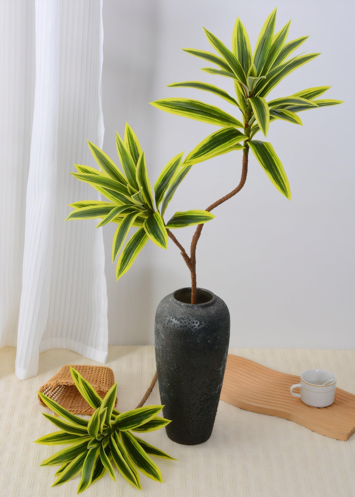 2pcs Artificial Cordyline 38″ Long Stem Fake Dracaena Spider Plants for Tall …