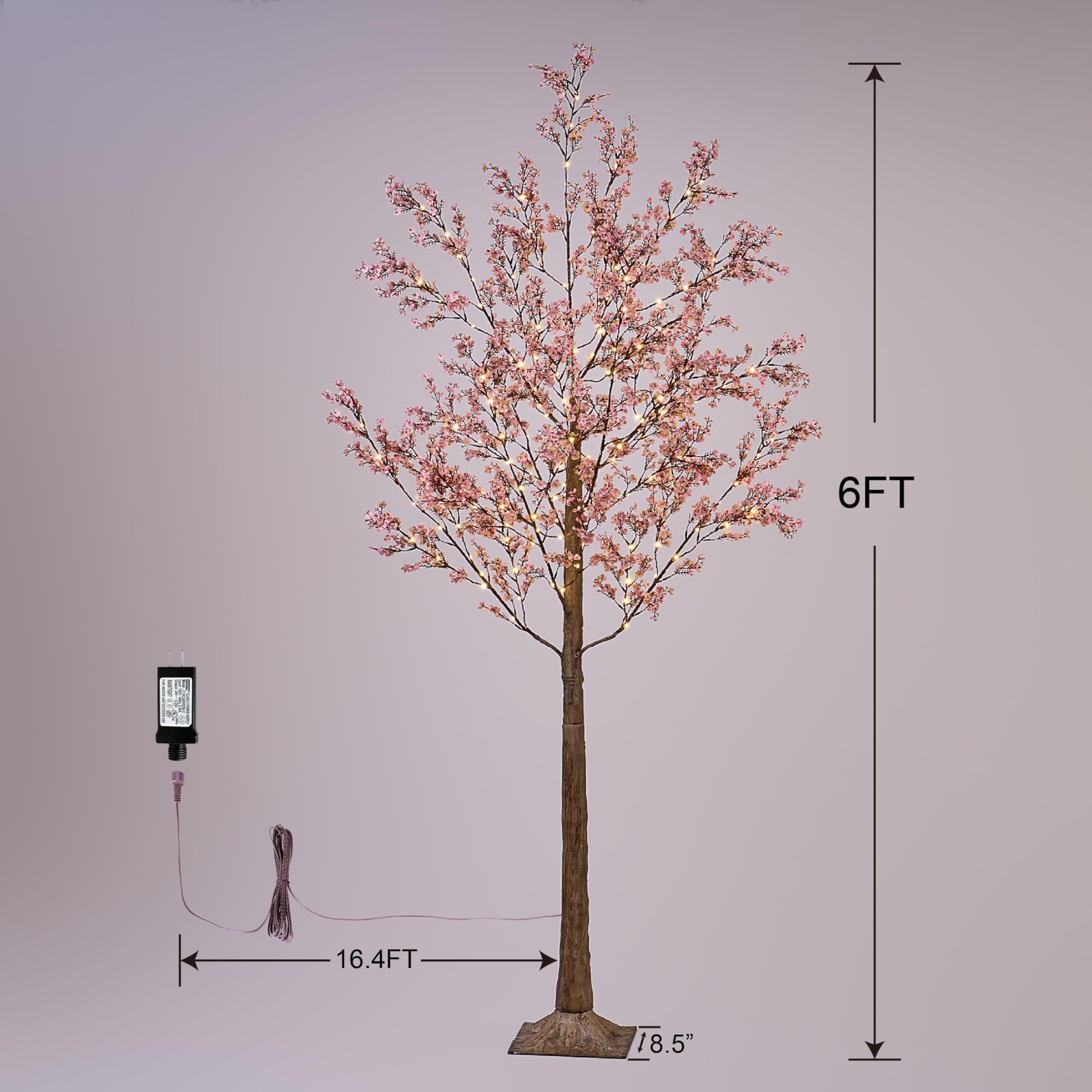 6FT Lighted Cherry Blossom Tree with 171 Warm White Lights, Artificial Sakura…