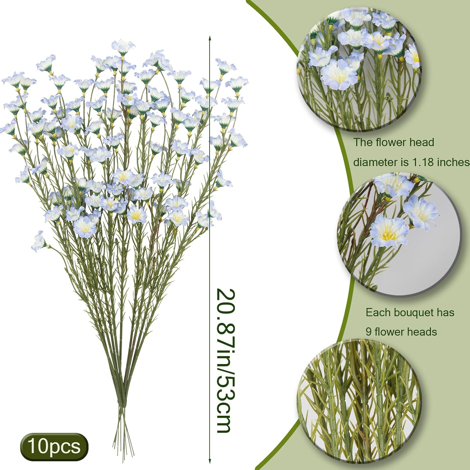 10 Pcs Artificial Wildflowers with Stems Bulk Silk Spring Flowers 21