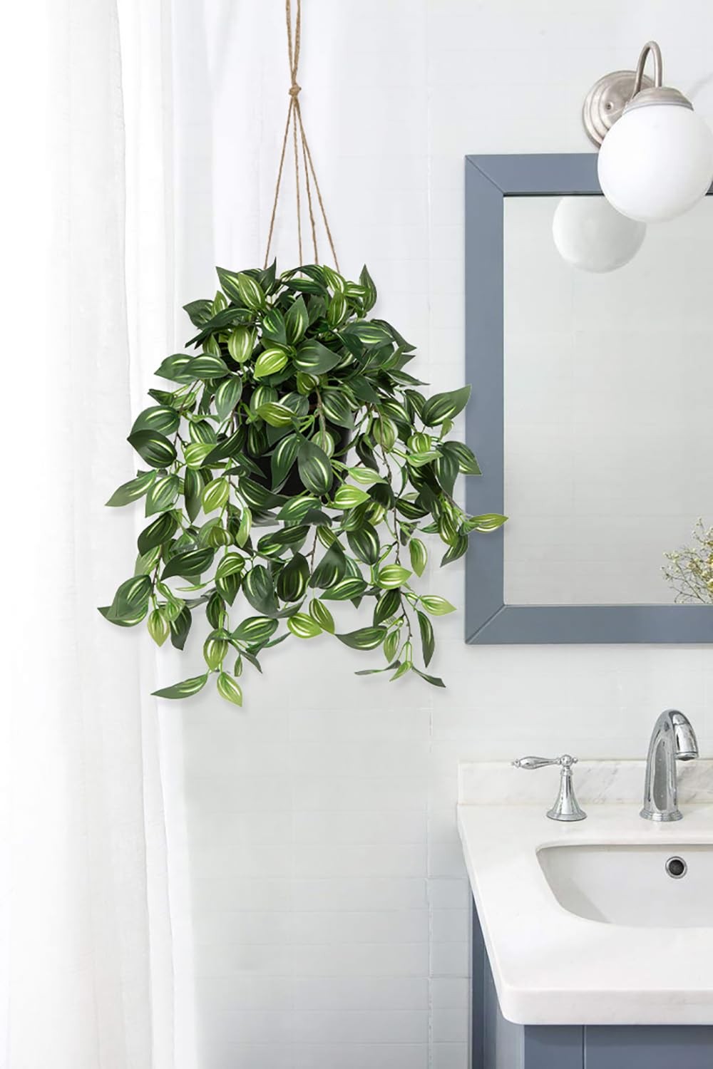 Briful Artificial Hanging Plants in Black Pot 17.7″ Lifelike Trailing Faux Wa…