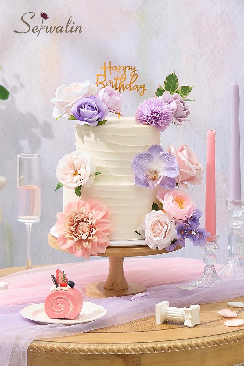 Artificial Pink & Purple Flowers, Silk Fake Flowers for DIY Wedding Bouquets …