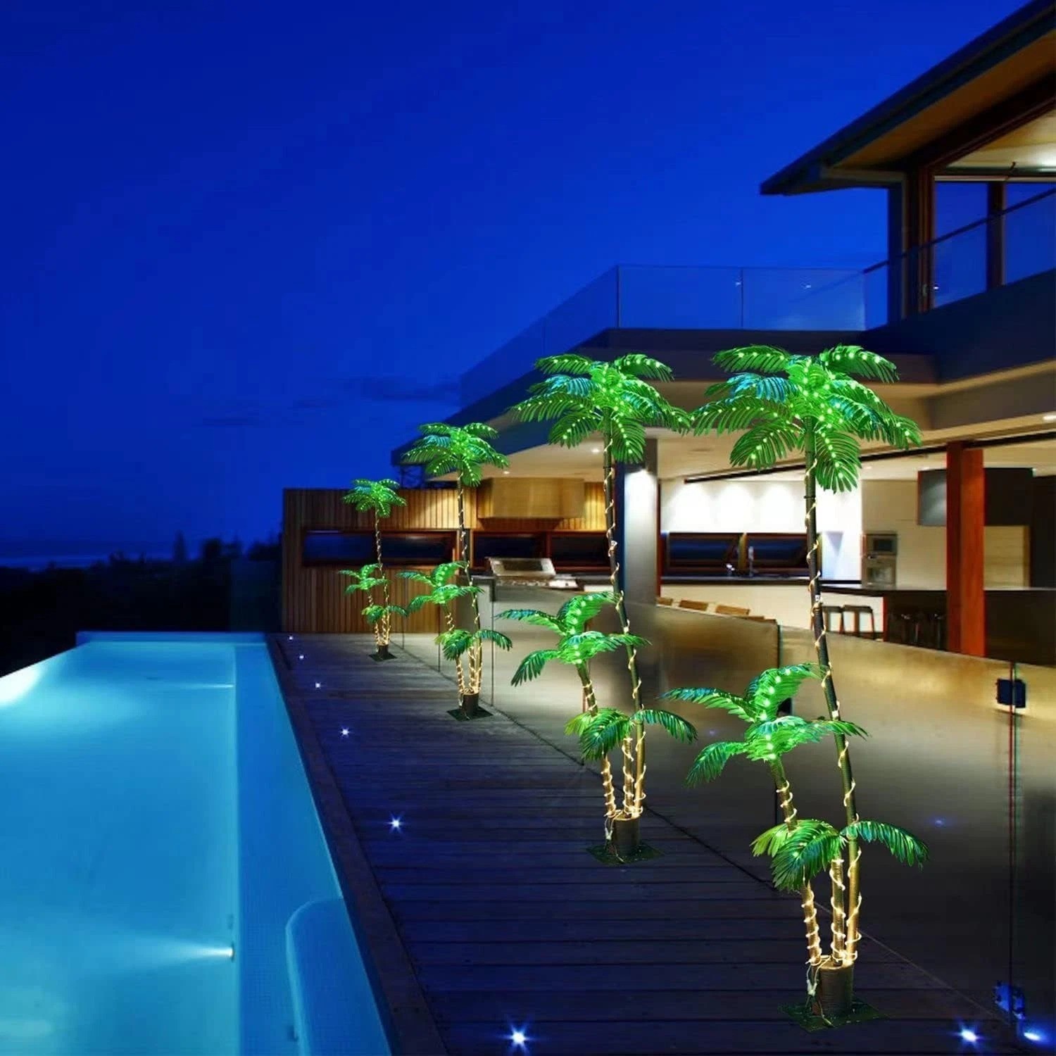 Simulation Tropical Palm Tree 7ft – 260 LED Lights, Indoor/Outdoor, Timer