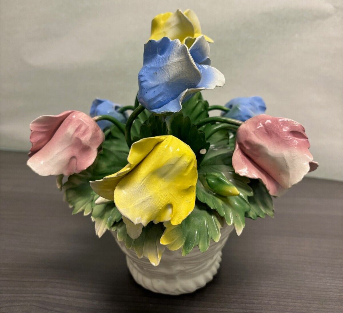 multi-colored porcelain enamel floral centerpiece