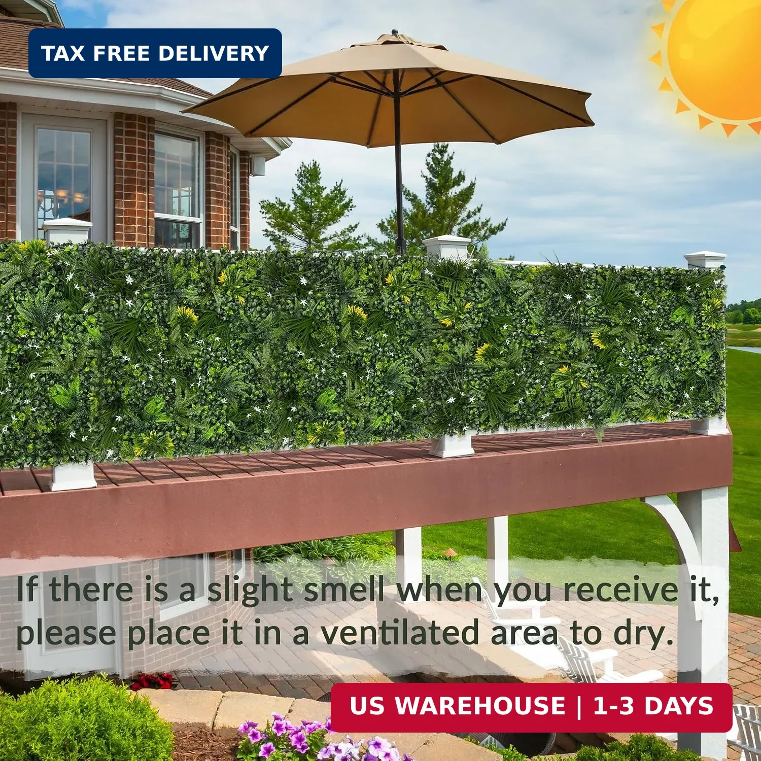 Artificial Grass Wall Boxwood Panel Roll: 40″x120″ UV Resistant | Faux Green Lea