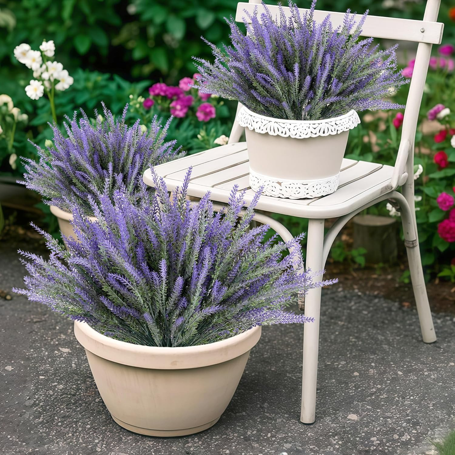 Artificial Flowers for Outdoors UV Resistant, 15 Bundles Fake Flowers Faux Plast