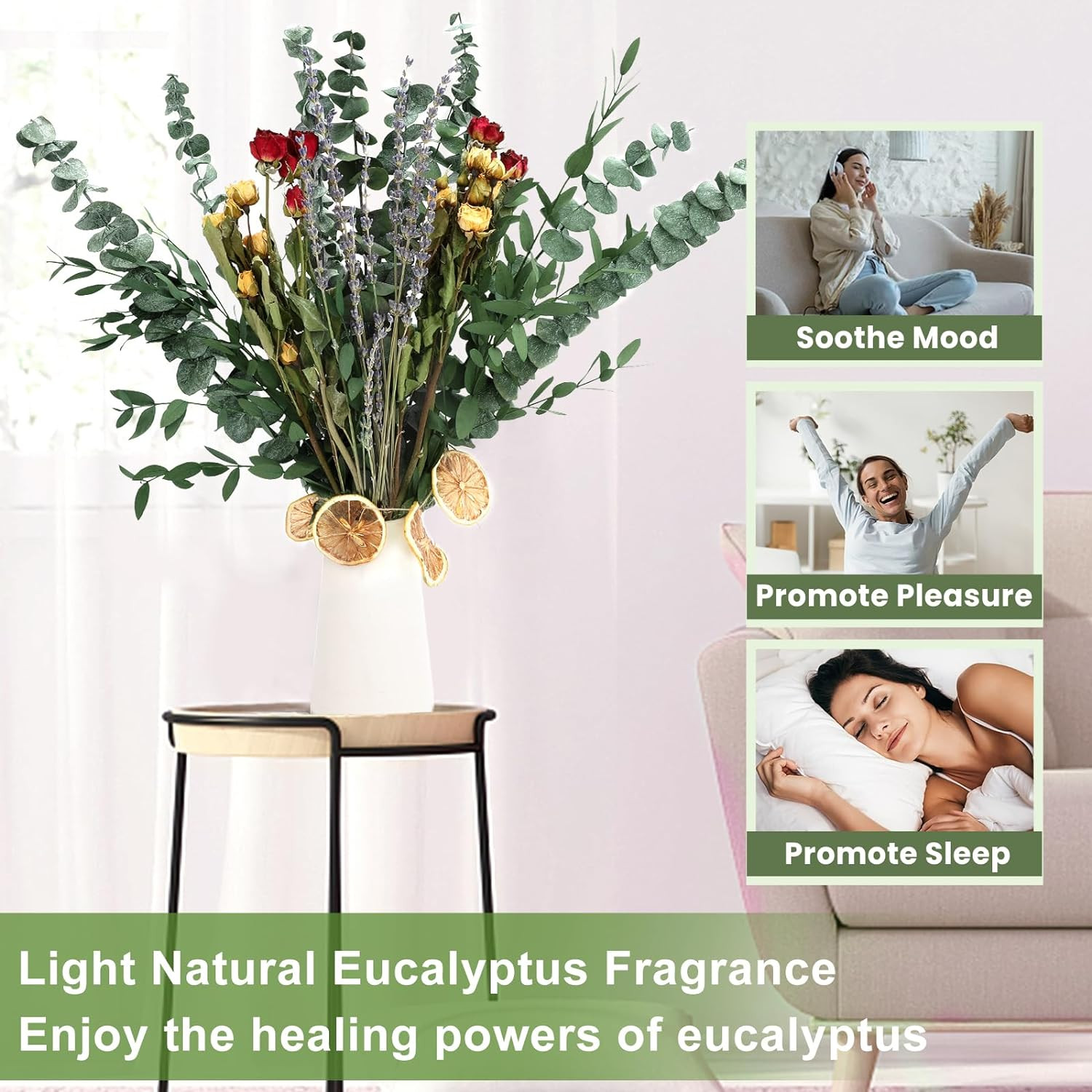 Eucalyptus for Shower Is a Mixture of Real Dried Eucalyptus with Roses, Lavender