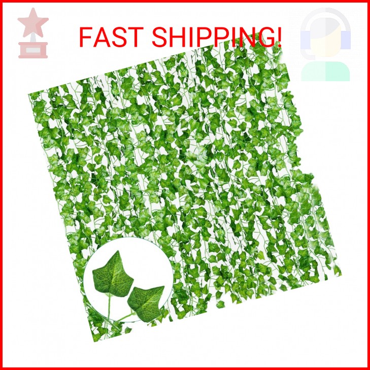 YAHUAA 12 Pack 86Ft Artificial Ivy Garland Fake Plants, Fake Ivy Leaves Greenery