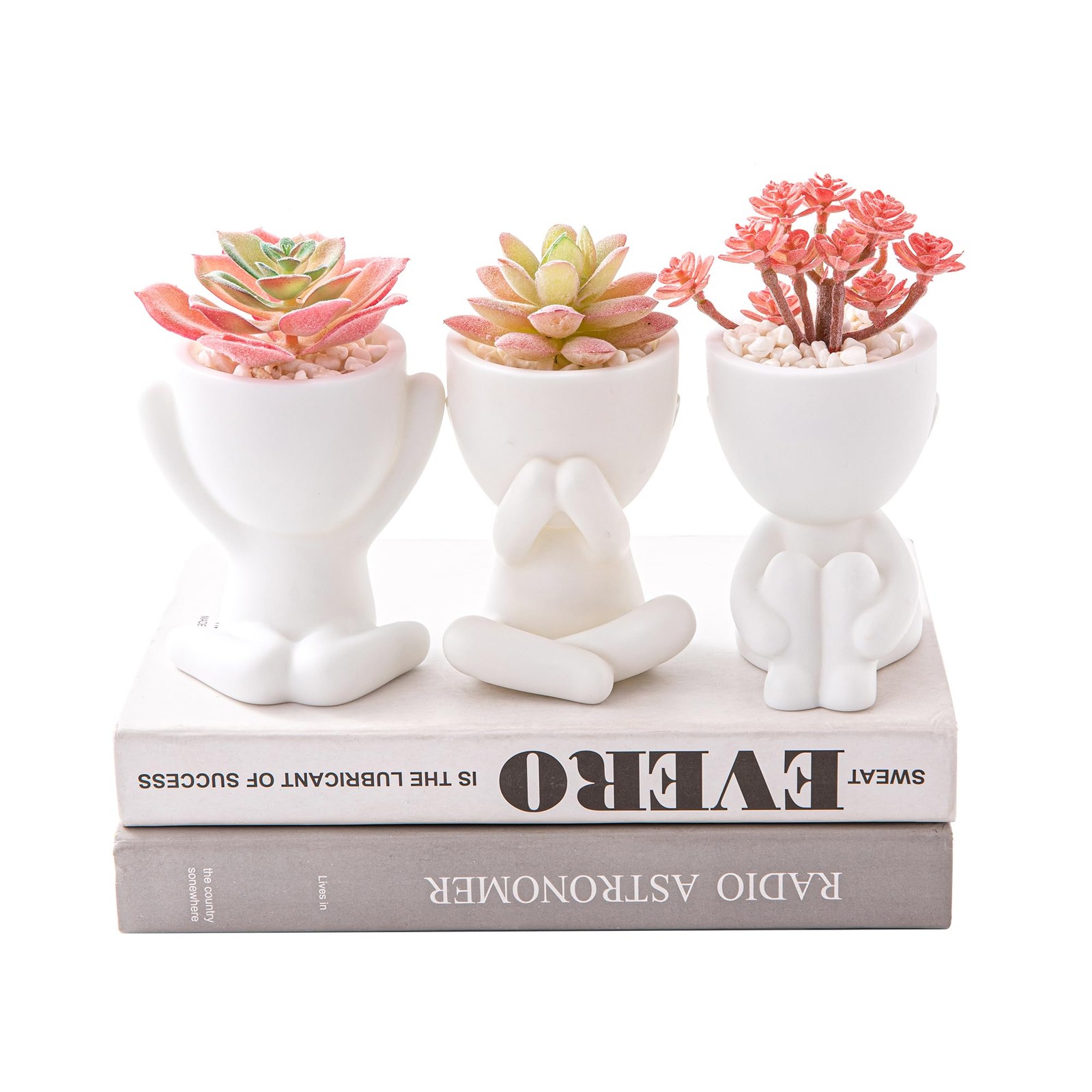 3 Pack Cute Artificial Plant Office Decor Aesthetic Desk Potted Fake Pink