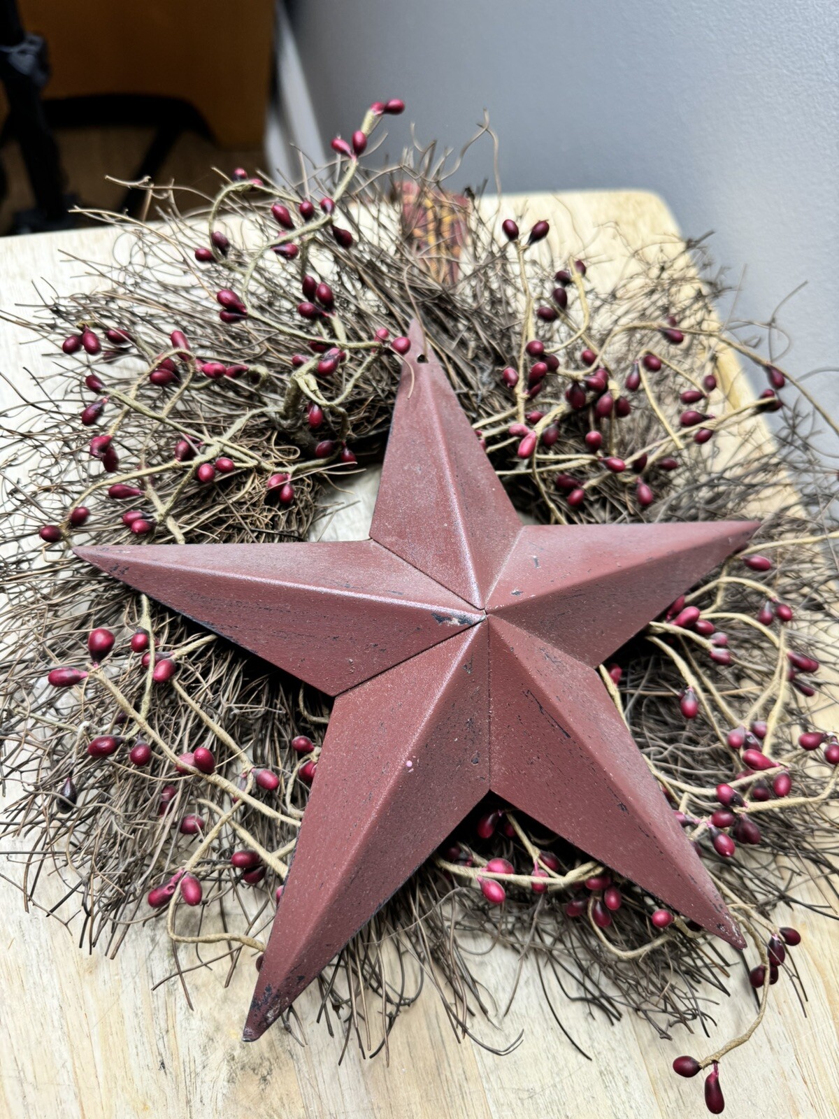 Primitive Rustic Wreath Maroon