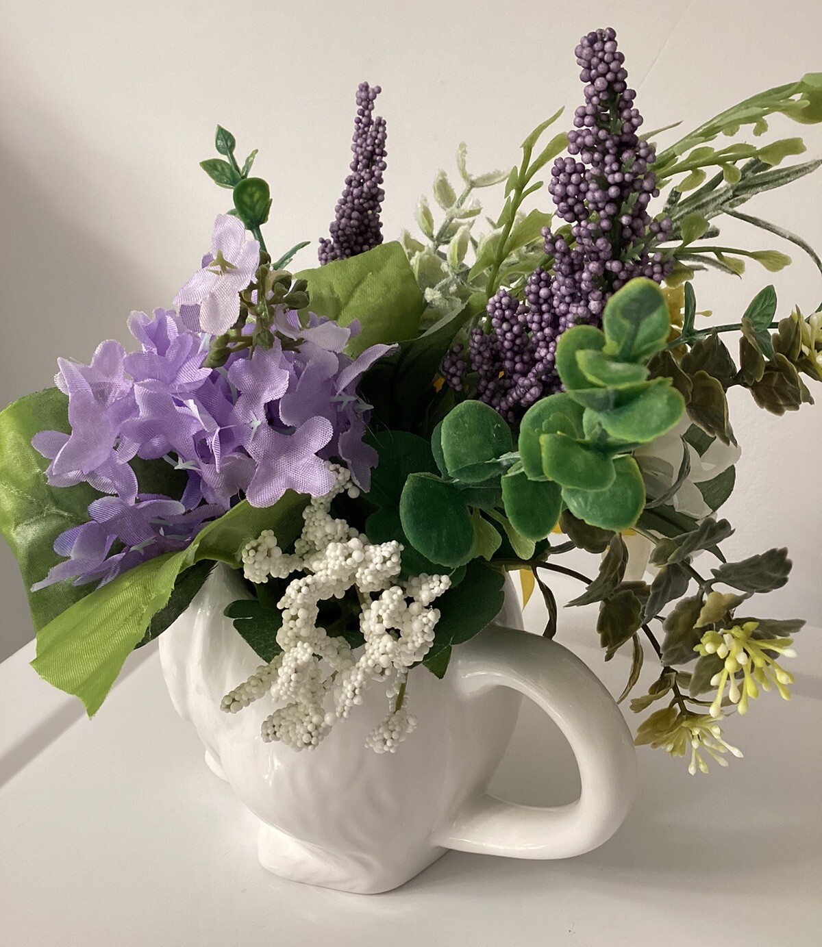 Cottage Ceramic Bunny Floral Decor “French Countryside” Sunflowers & Lavender