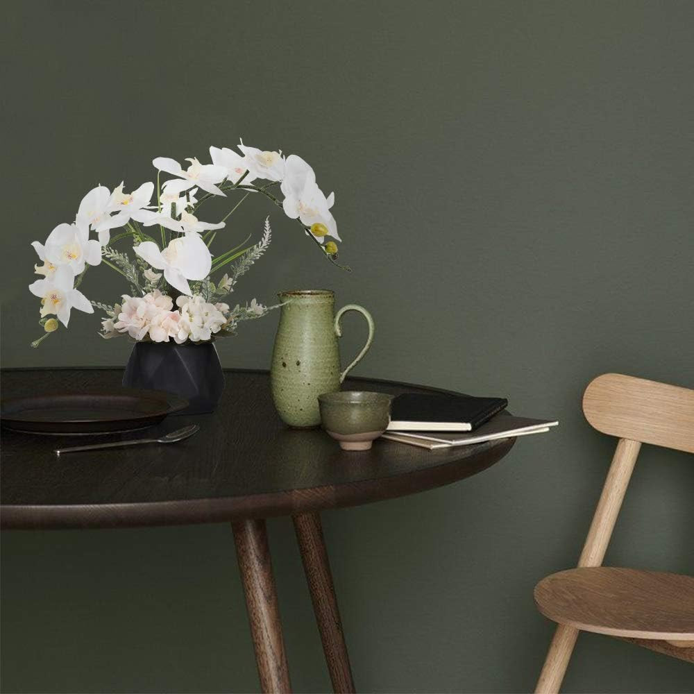 Real Touch White Orchid in Black Vase – Elegant Table Centerpiece Decor