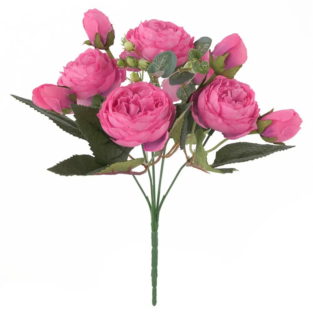 30CM Silk Peony Fake Roses Artificial Flowers Bridal Bouquet Home Wedding Decor
