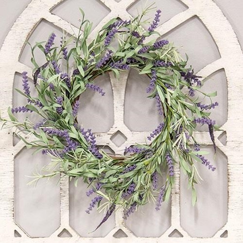 New Country Cottage Farmhouse Purple WHISPY LAVENDER WREATH Grapevine 23″