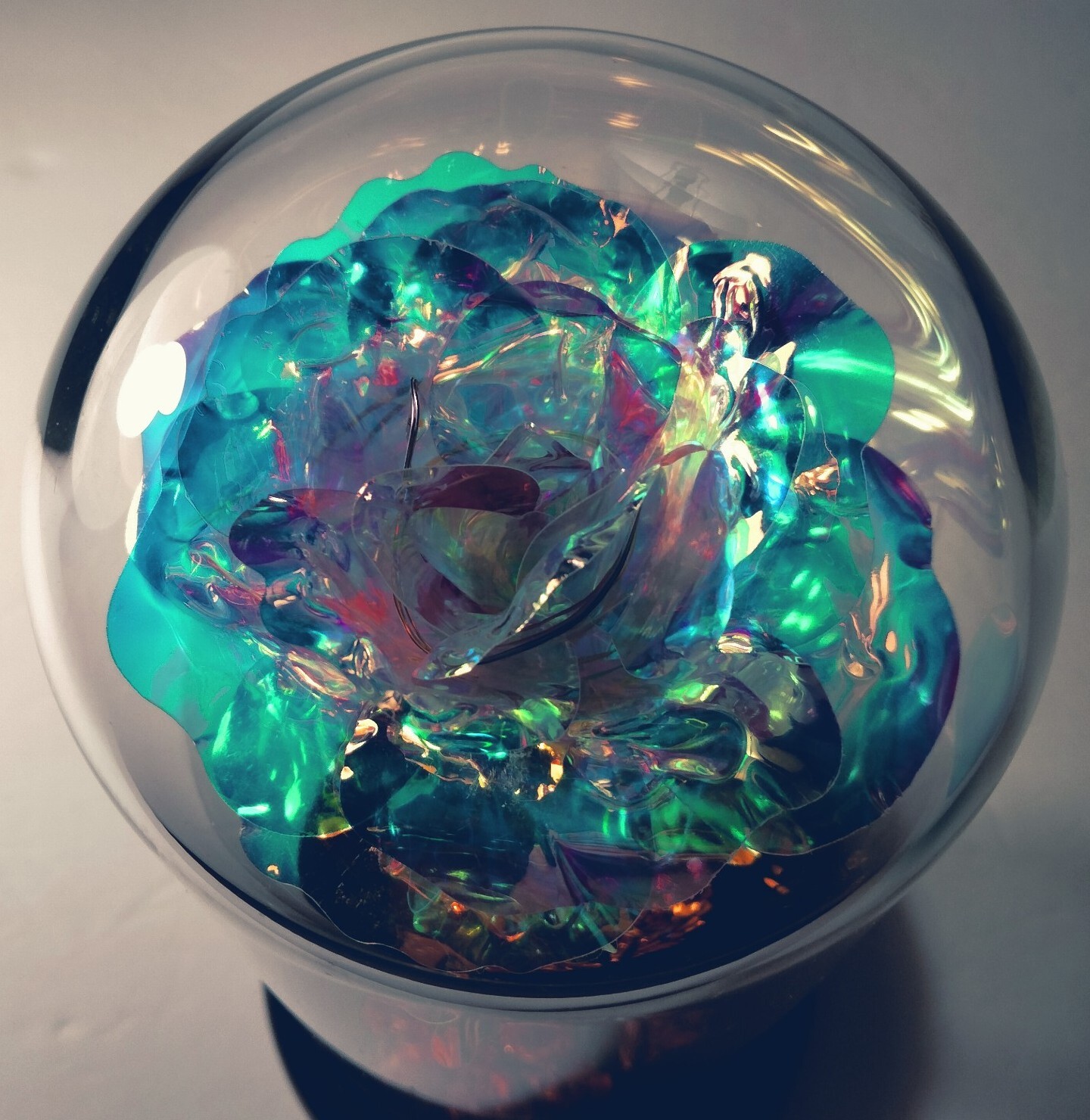 Galaxy Loves Enchanted Rose In Glass With LED Lights 9″Tall 4″Base Great Gift