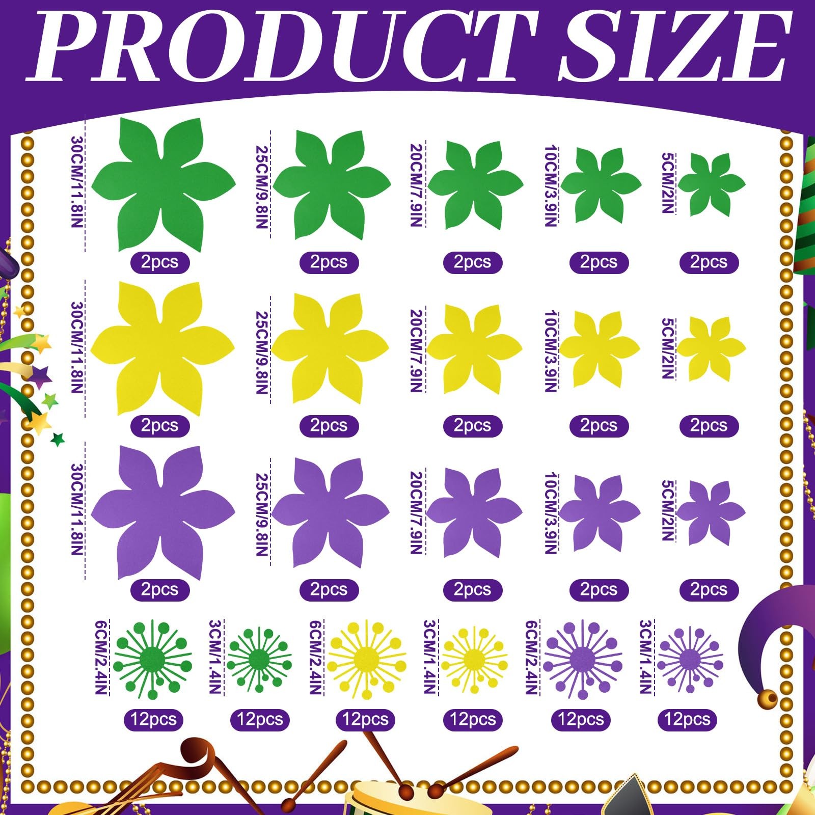 24 Pcs Mardi Gras Decorations for Party Outdoor Large Mardi Gras Porch Door D…