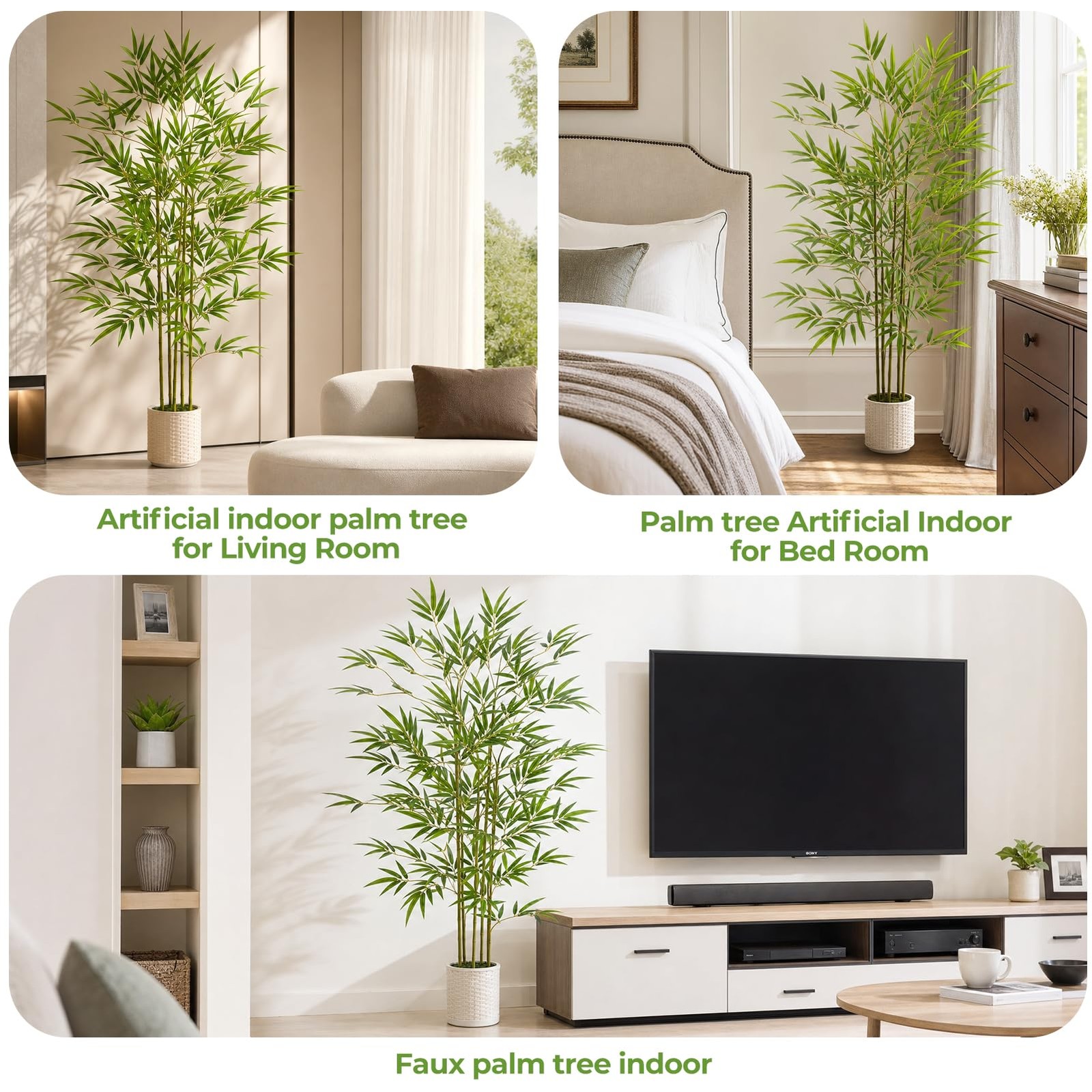 5FT Artificial Bamboo Tree with Wicker Style Planter, Fake Bamboo with Lifeli…