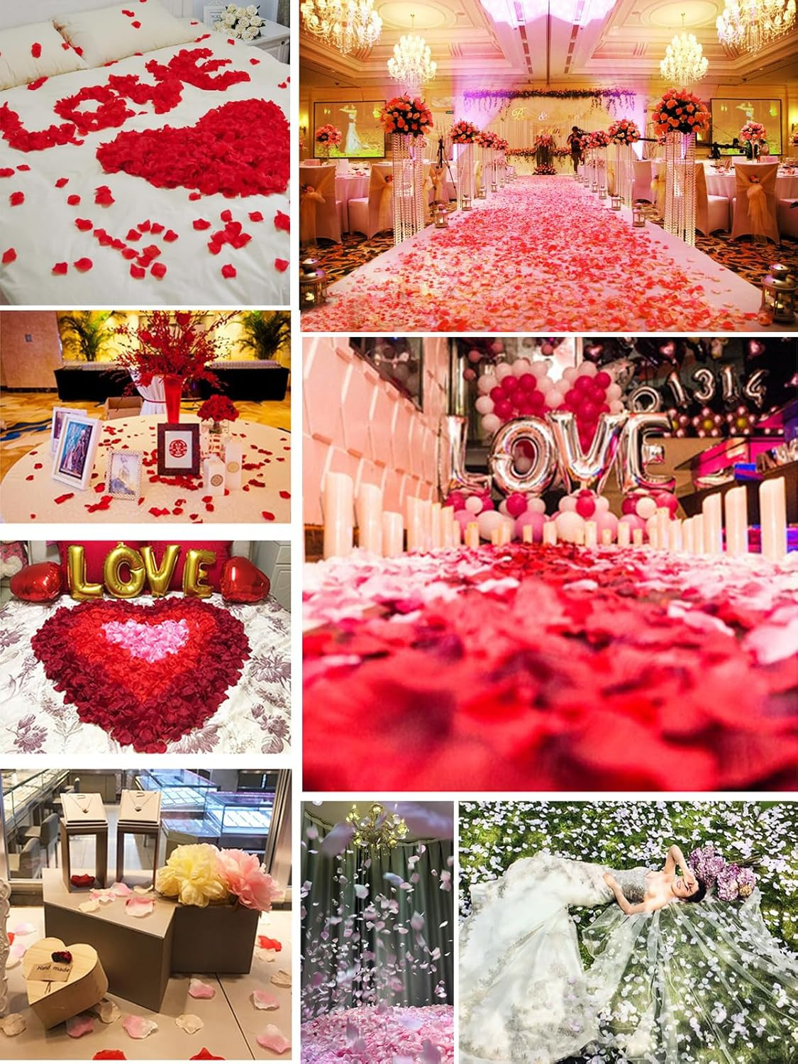 Rose Petals for Bedroom – Fake Roses Petal Faux Flowers, Artificial Roses Petals